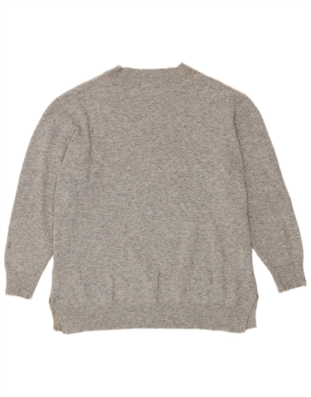 Maglione maglione con scollo a V da donna Marks & Spencer UK 18 XL poliestere grigio