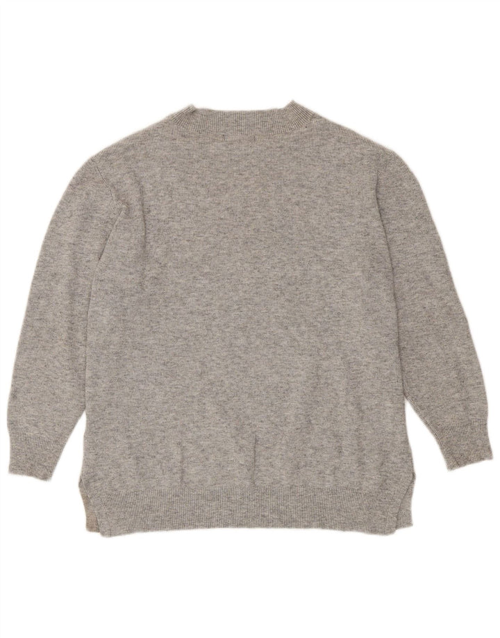 Maglione maglione con scollo a V da donna Marks & Spencer UK 18 XL poliestere grigio
