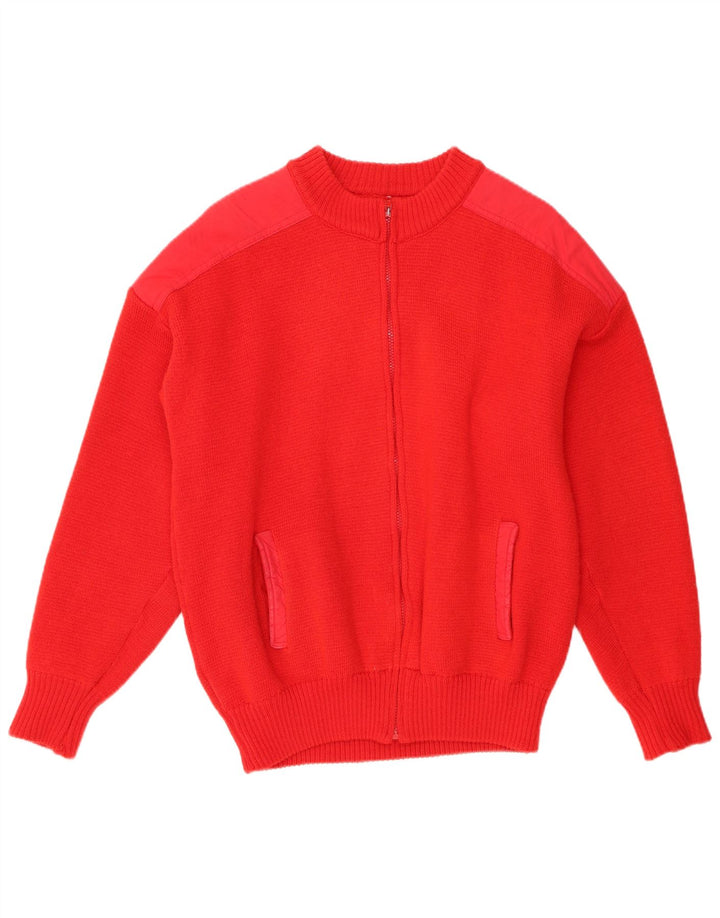 Maglione cardigan vintage da uomo in lana rossa media retrò