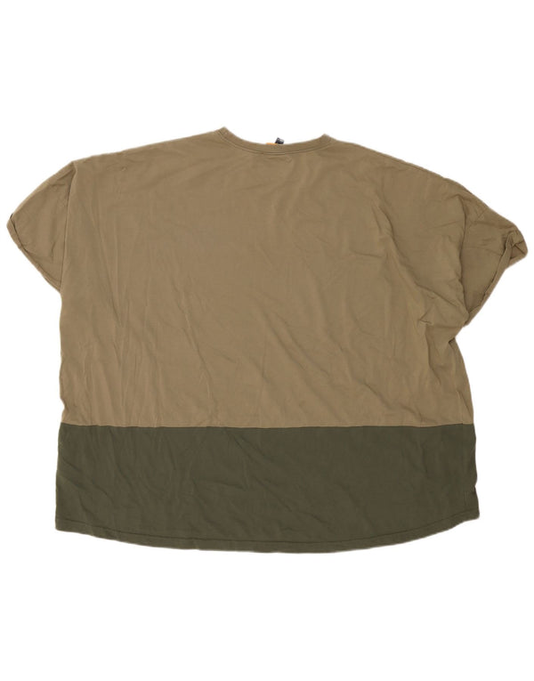 Ellesse T-shirt grafica oversize da donna Top UK 12 Medium Khaki Colourblock