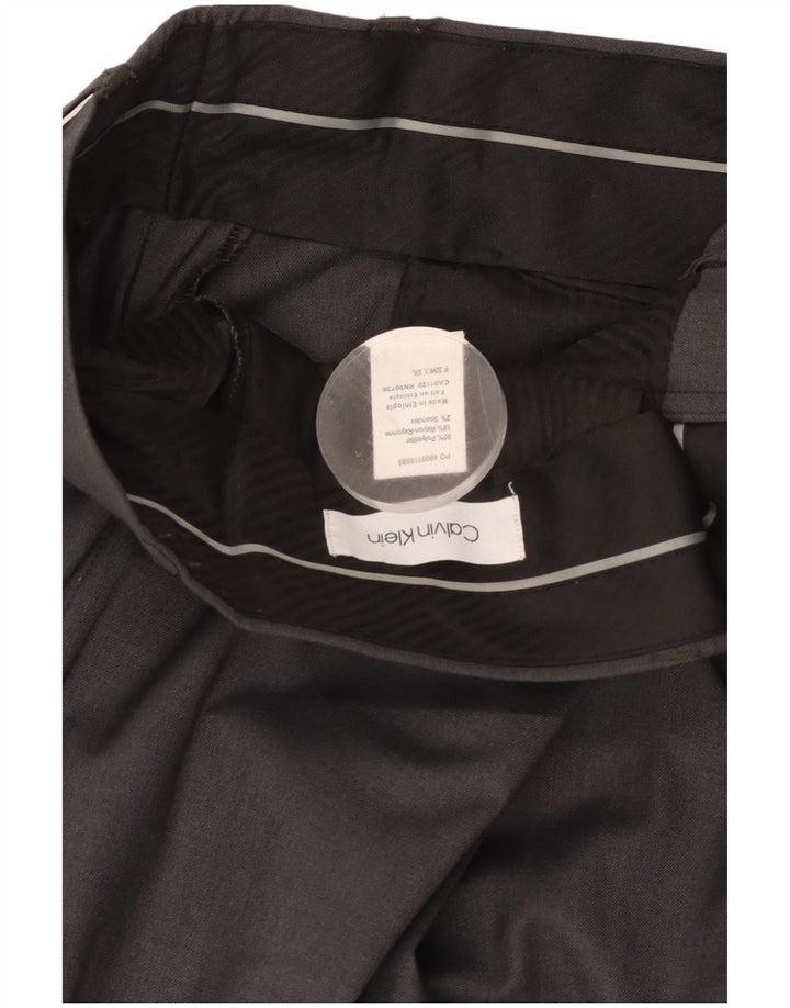 CALVIN KLEIN Pantaloni da abito dritti da uomo W32 L32 Poliestere grigio