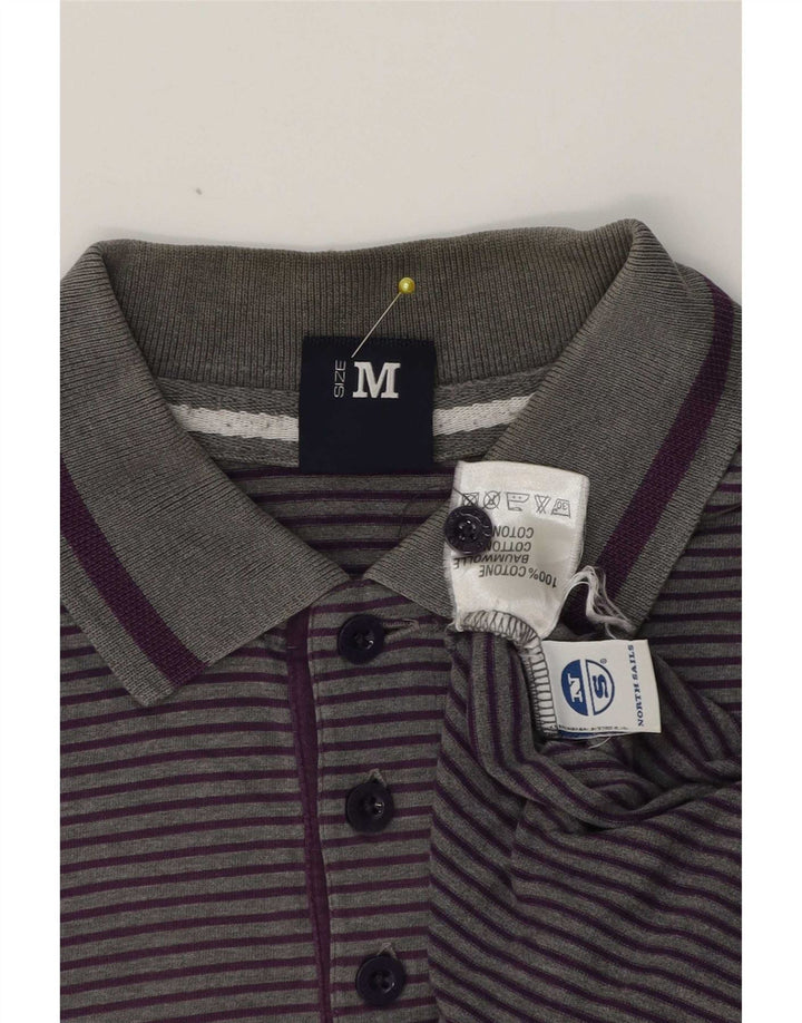 Polo da uomo a maniche lunghe North Sails in cotone gessato grigio medio