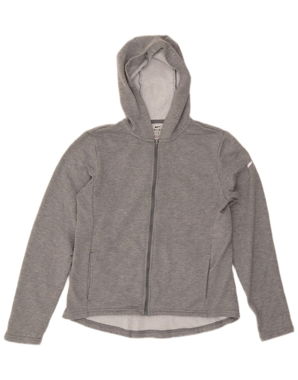 Nike Womens Zip Hoodie Sweater UK 6 XS Grey Polyester