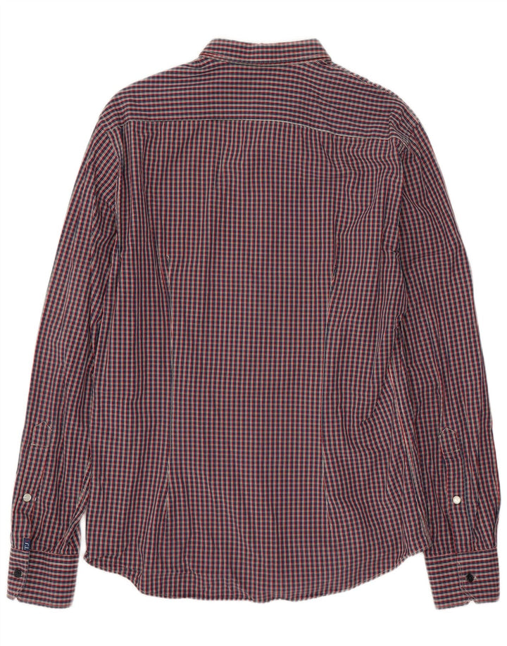 Camicia Trussardi Jeans Uomo in Flanella Check Rosso Medio