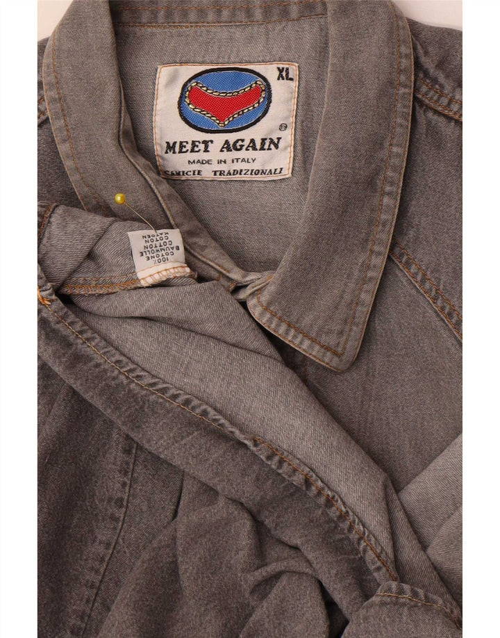 Camicia di jeans vintage da uomo XL in cotone grigio