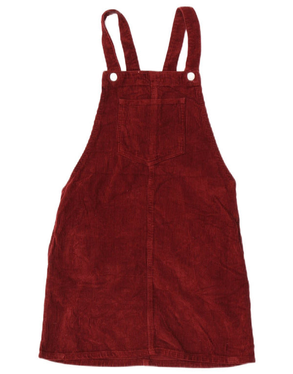 Topshop Abito da donna in velluto a coste con salopette UK 4 XS Maroon Cotton