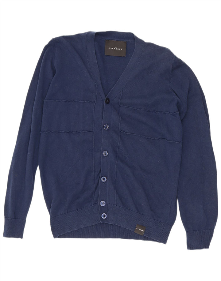 Maglione cardigan da uomo Richmond piccolo in cotone blu navy