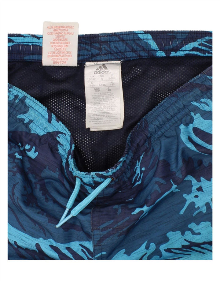 ADIDAS Boys Abstract Pattern Swimming Shorts 9-10 Years Blue Polyester Vintage Adidas and Second-Hand Adidas from Messina Hembry 
