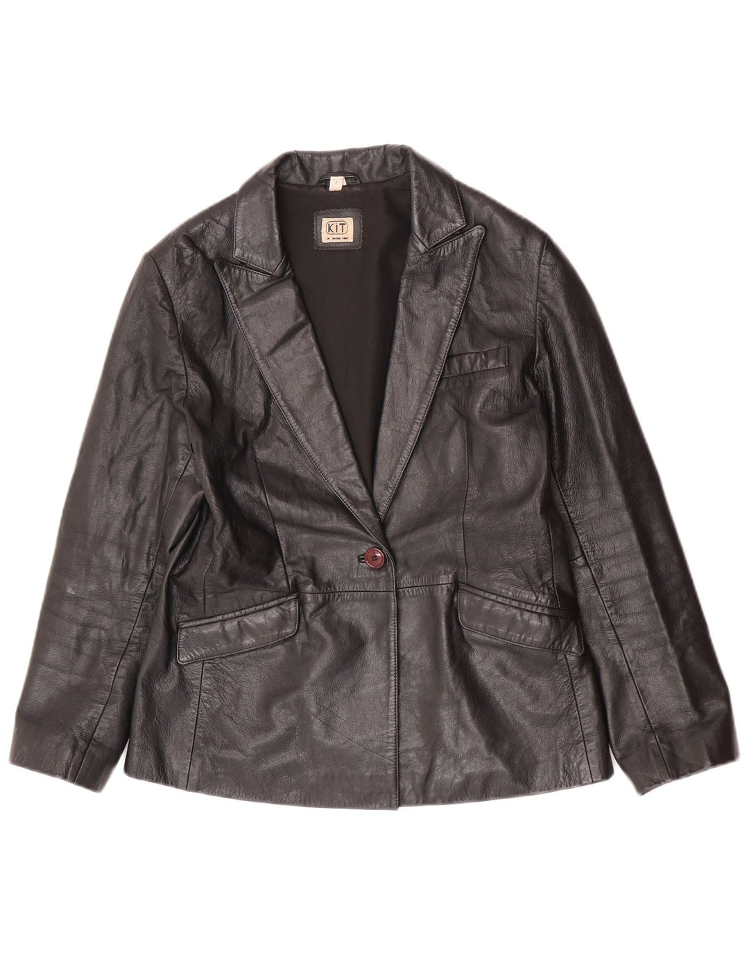 Giacca in pelle da donna vintage UK 12 in pelle nera media