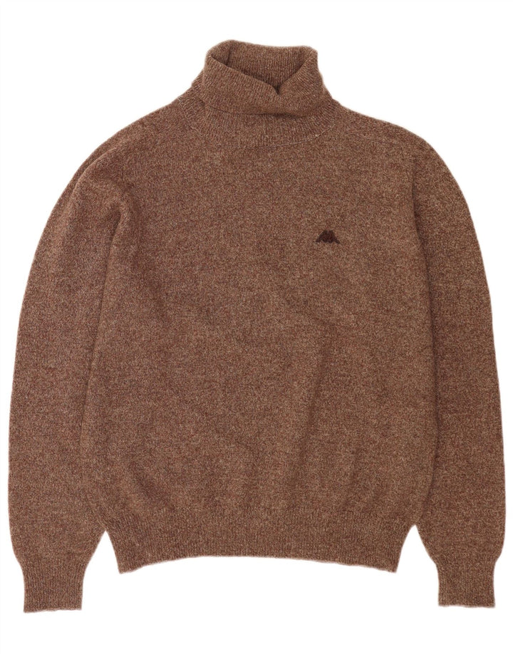 Maglione Kappa da uomo a collo alto, maglione grande, in lana screziata marrone