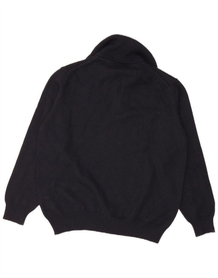 NAVIGARE Maglione da uomo con zip e collo in lana merino medio blu navy