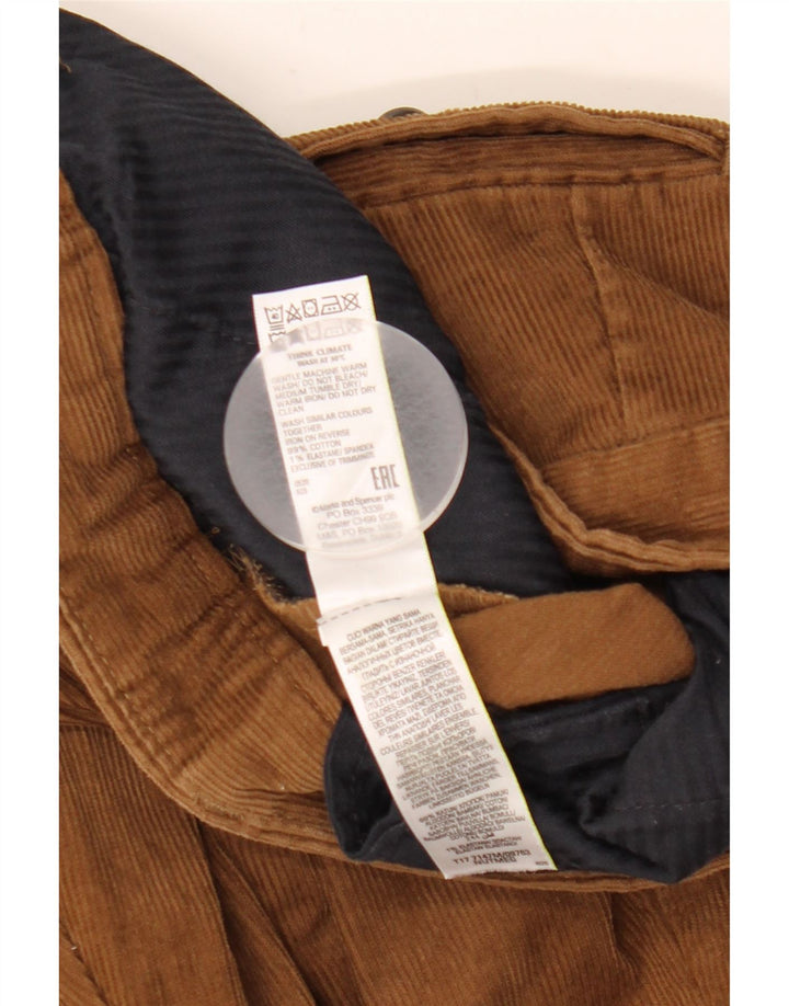 Pantaloni di velluto a coste regolari dritti da uomo Marks & Spencer W36 L33 Marrone