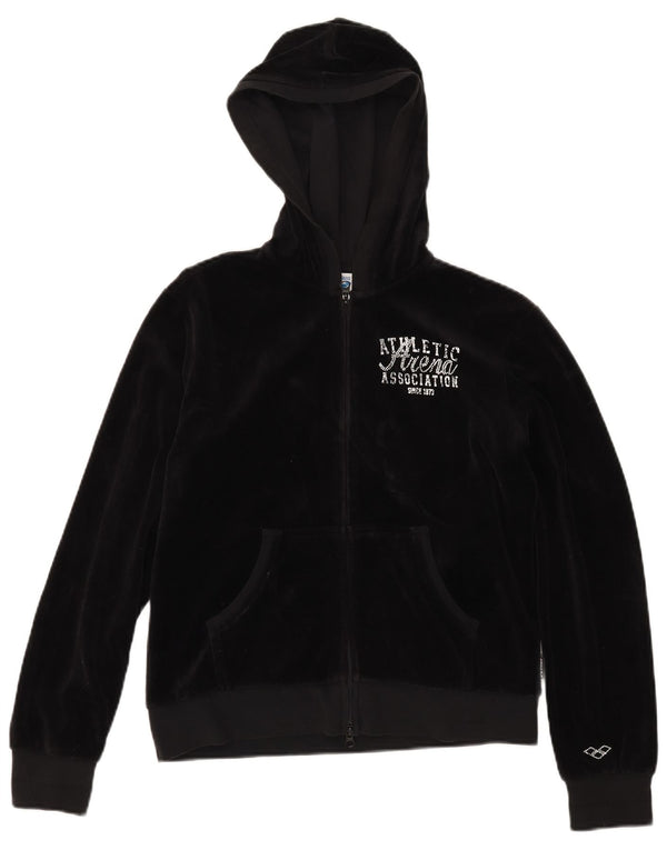 Maglione con cappuccio e zip in velluto grafico oversize da donna Arena UK 6 XS Nero