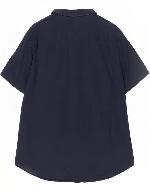 Armani Exchange Camicia da uomo a maniche corte vestibilità regolare 2XL Lino blu navy