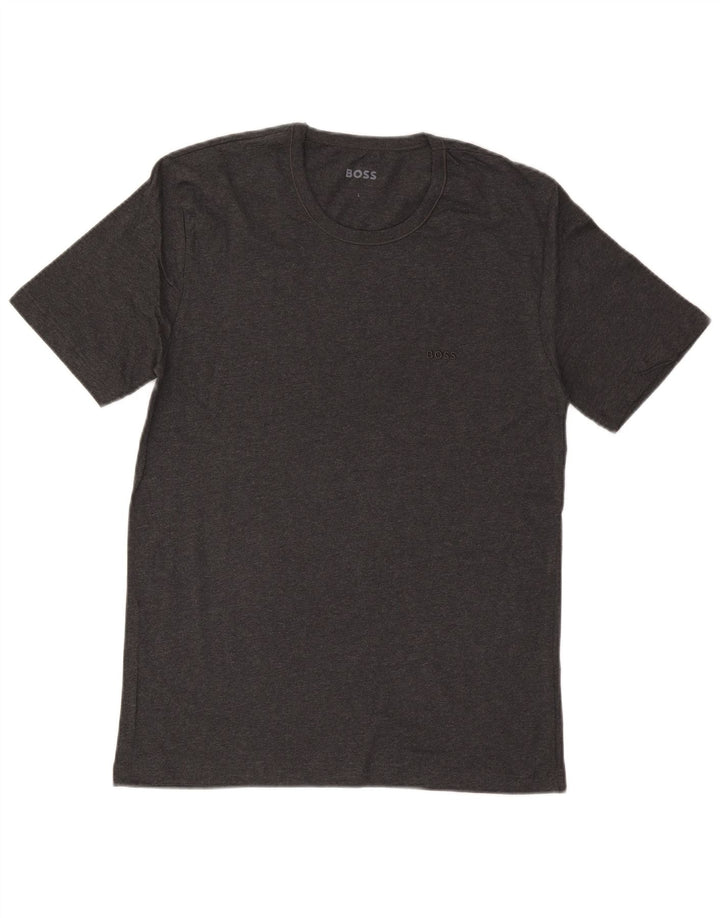 T-shirt da uomo Hugo Boss Top grande in cotone grigio