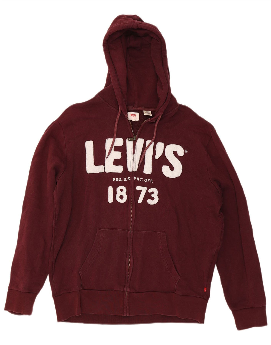 LEVI'S Felpa con cappuccio con zip grafica da uomo grande in cotone marrone