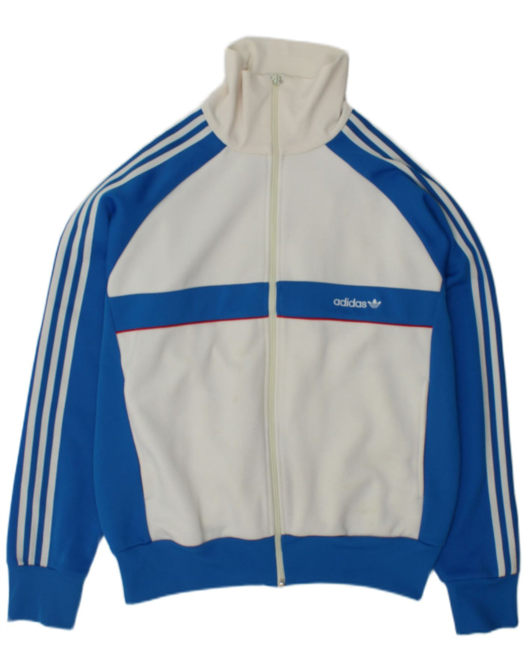 Giacca da tuta da uomo Adidas Large bianca in poliestere color block
