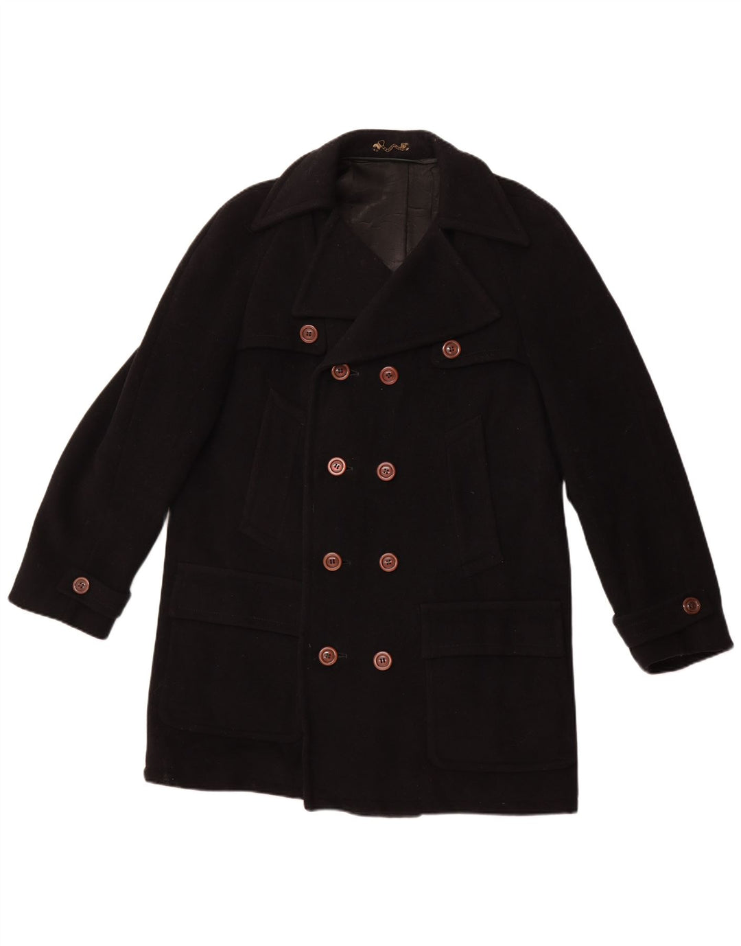 Cappotto doppiopetto da uomo VINTAGE UK 40 grande nero