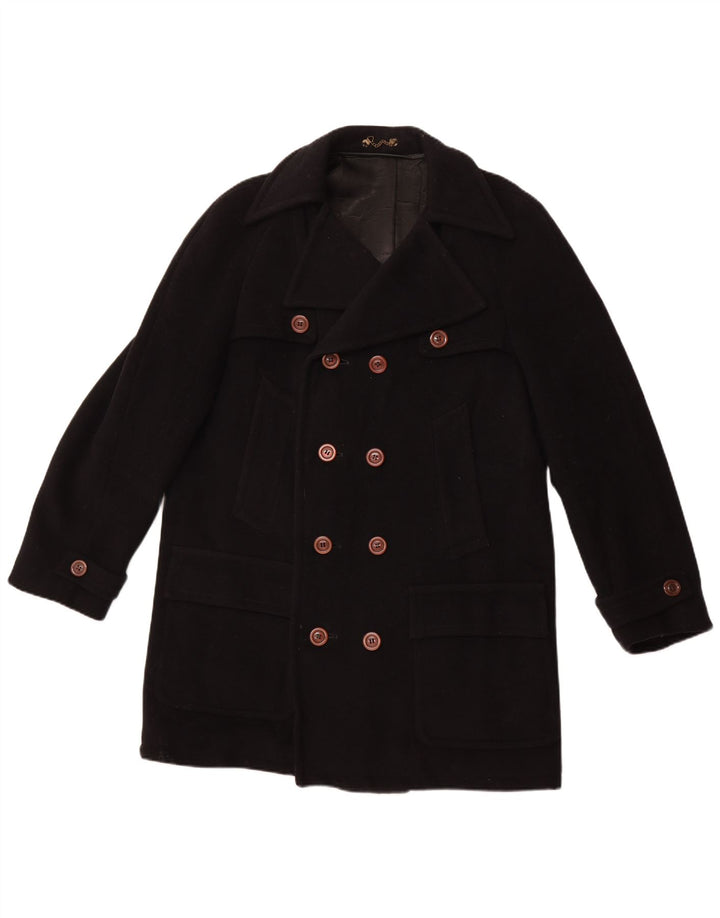 Cappotto doppiopetto da uomo VINTAGE UK 40 grande nero