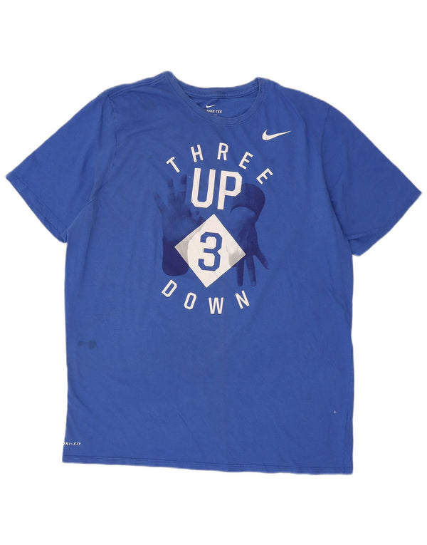 T-shirt grafica Nike Dri Fit da uomo 2XL in cotone blu