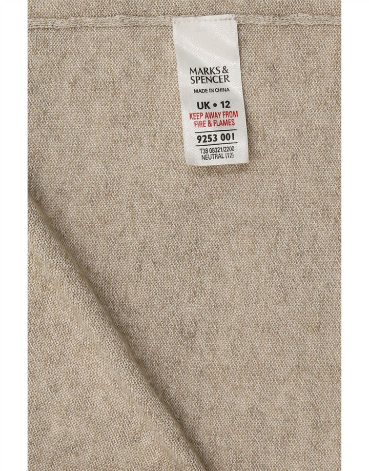 Maglione cardigan lungo da donna Marks & Spencer UK 12 Lino beige medio
