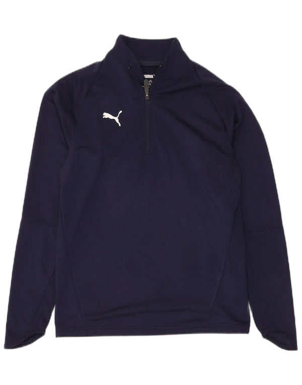 Maglia PUMA da bambino con zip e collo a maniche lunghe 13-14 anni in poliestere blu navy
