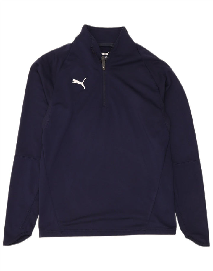 Maglia PUMA da bambino con zip e collo a maniche lunghe 13-14 anni in poliestere blu navy