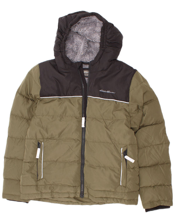 Giacca imbottita con cappuccio per ragazzi Eddie Bauer 7-8 anni piccola color kaki