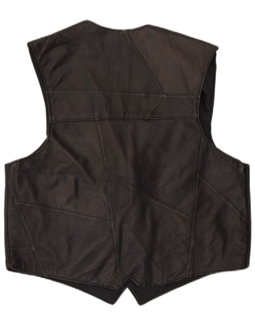 Gilet in pelle da uomo vintage medio nero