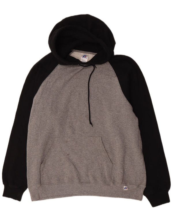 Maglione con cappuccio da uomo Russell Athletic XL in cotone color block grigio