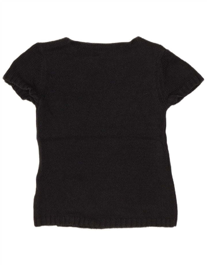 Eddie Bauer maglione da donna con scollo a barca corto UK 12 medio nero