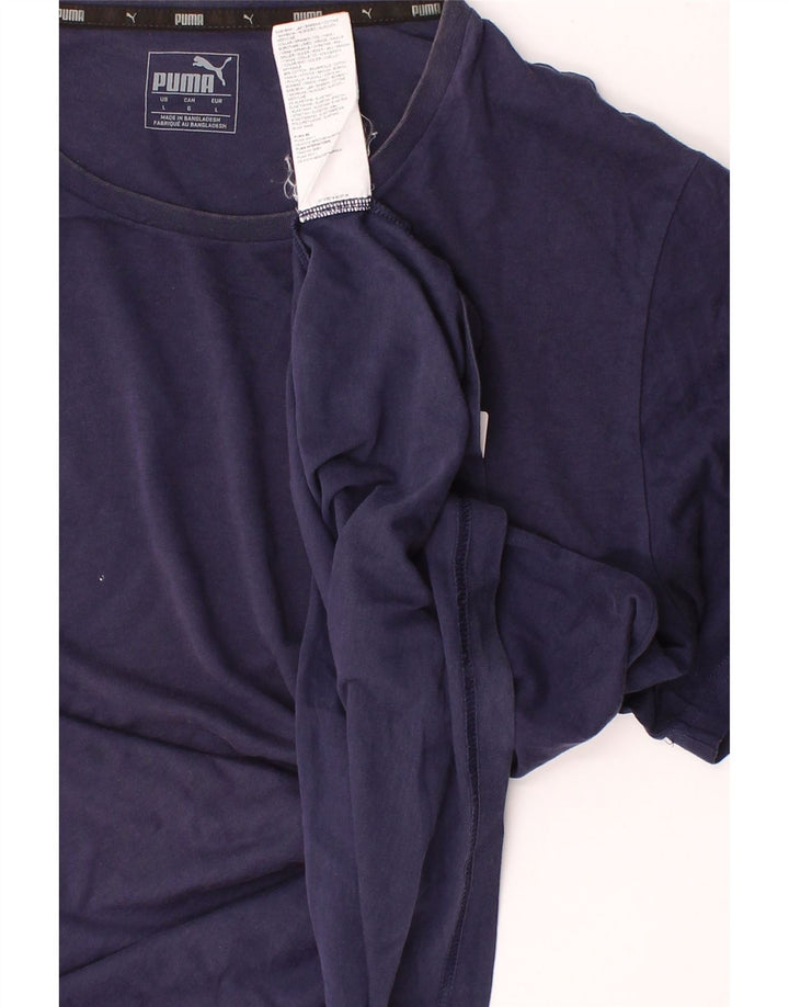 PUMA Mens T-Shirt Top Large Navy Blue Cotton Vintage Puma and Second-Hand Puma from Messina Hembry 