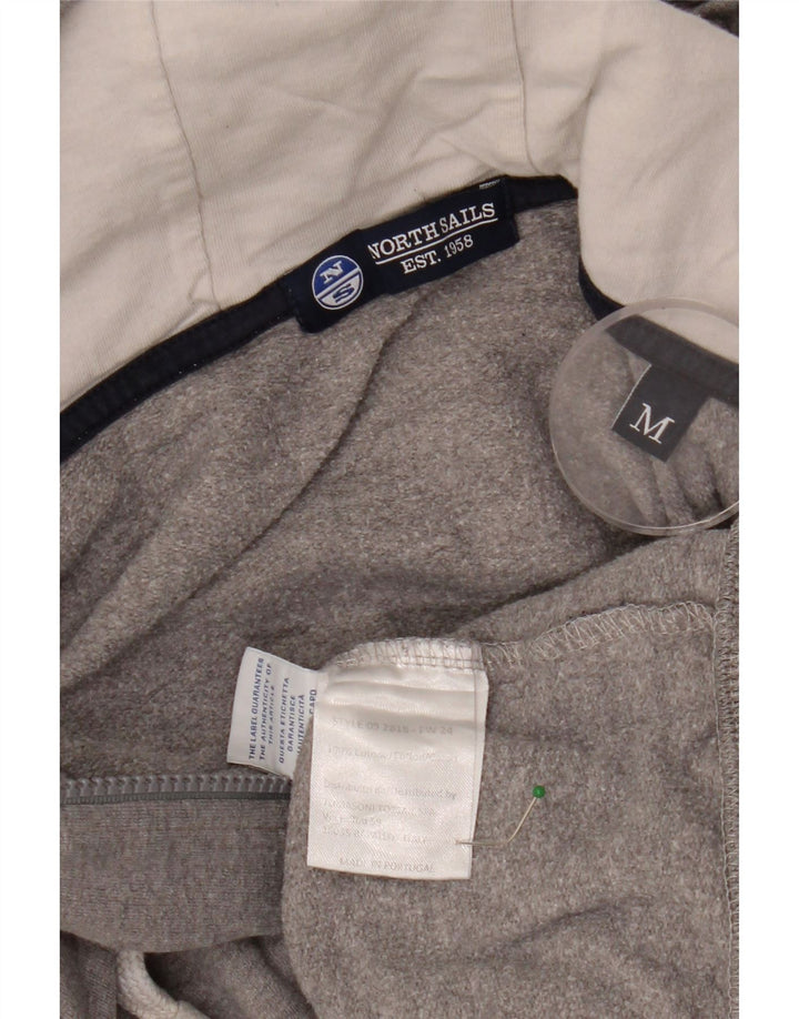 NORTH SAILS Maglione con cappuccio e zip da donna UK 12 Cotone grigio medio