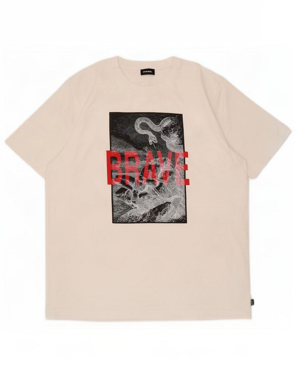 T-shirt grafica da uomo Diesel Top grande in cotone bianco