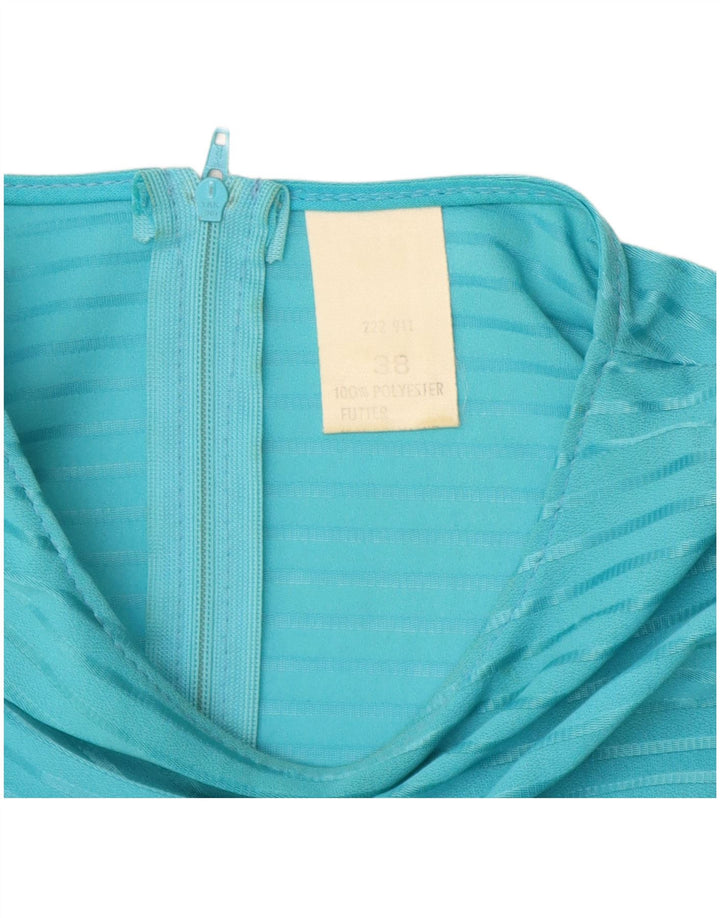 Abito a trapezio da donna vintage EU 38 Poliestere a righe blu medio