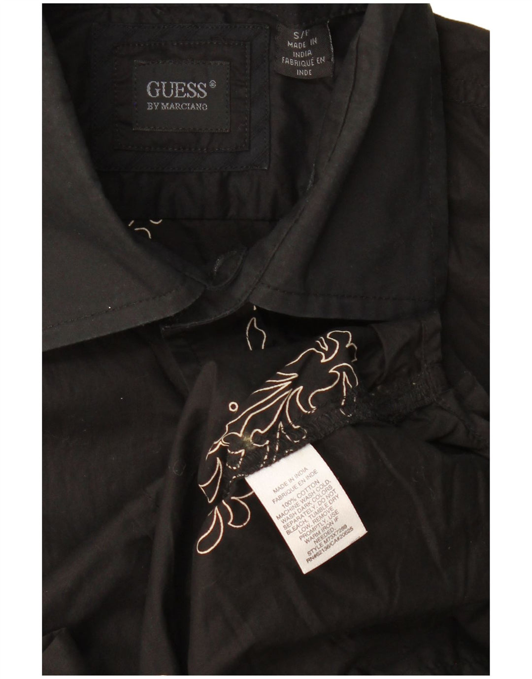 GUESS BY MARCIANO Camicia Uomo Piccola Nera in Cotone Paisley