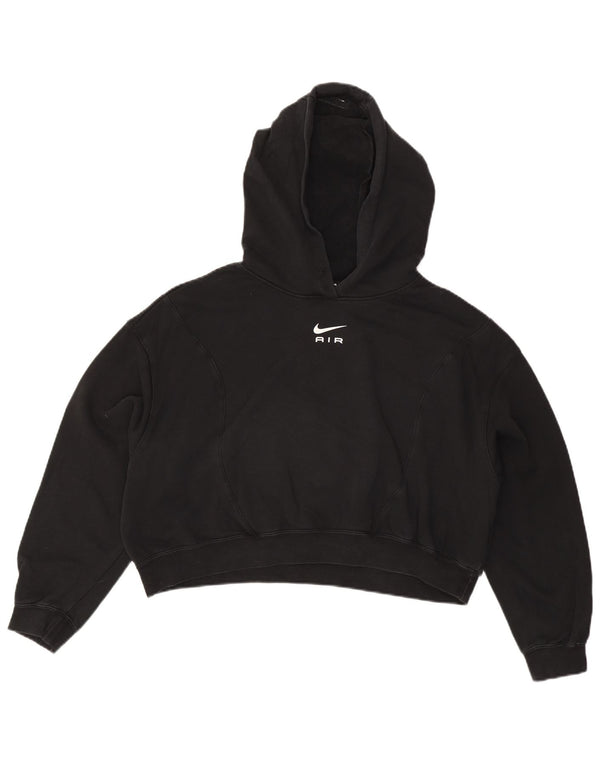 Felpa con cappuccio oversize corta da donna Nike UK 16 grande cotone nero