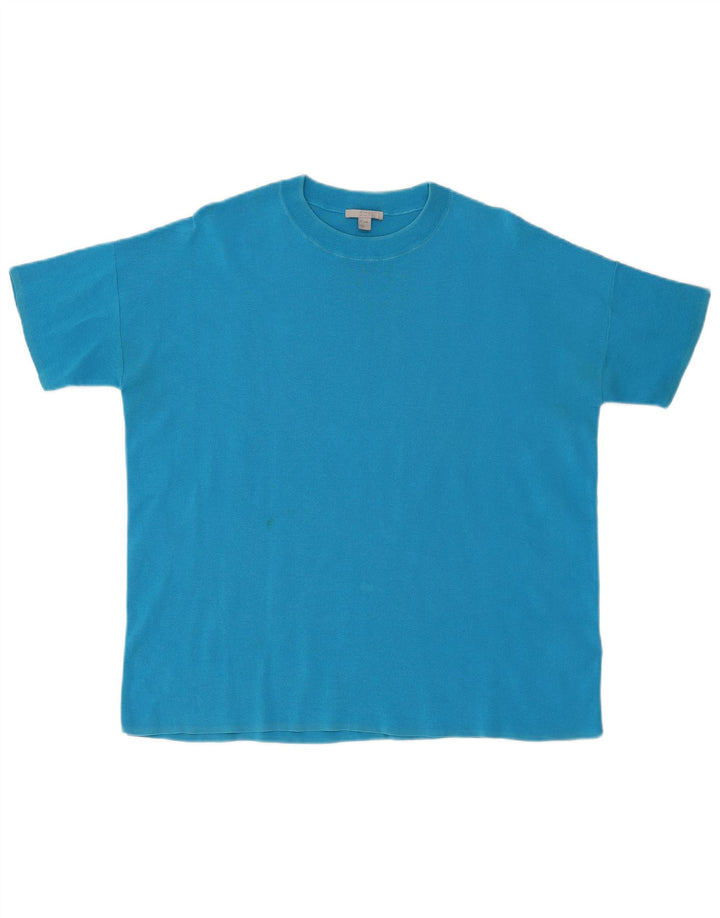 T-shirt da uomo ampia e vestibilità ampia, piccola, in cotone blu