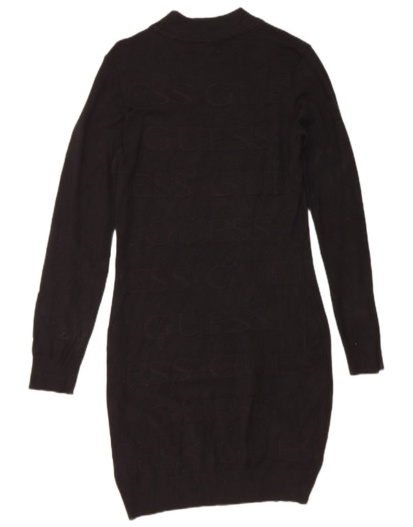 Guess Abito maglione grafico da donna UK 12 Medium Black Viscosa