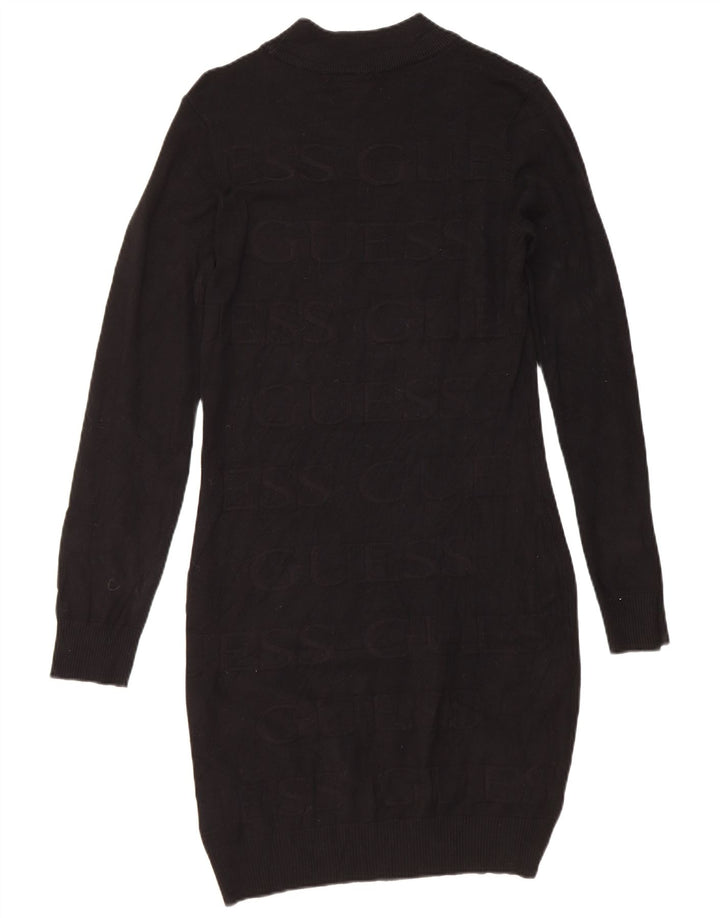 Guess Abito maglione grafico da donna UK 12 Medium Black Viscosa