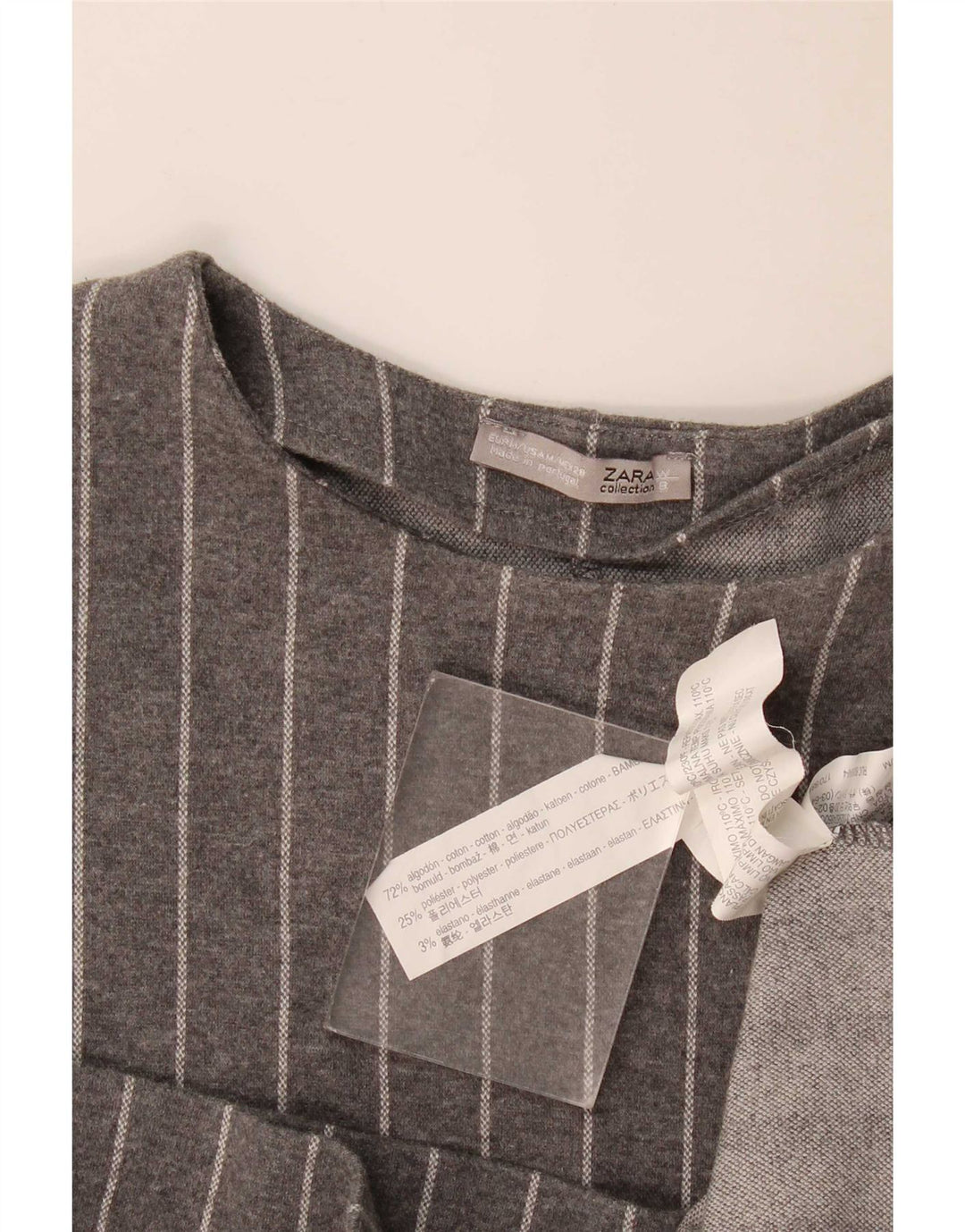 Abito a trapezio da donna Zara UK 14 Cotone gessato grigio medio