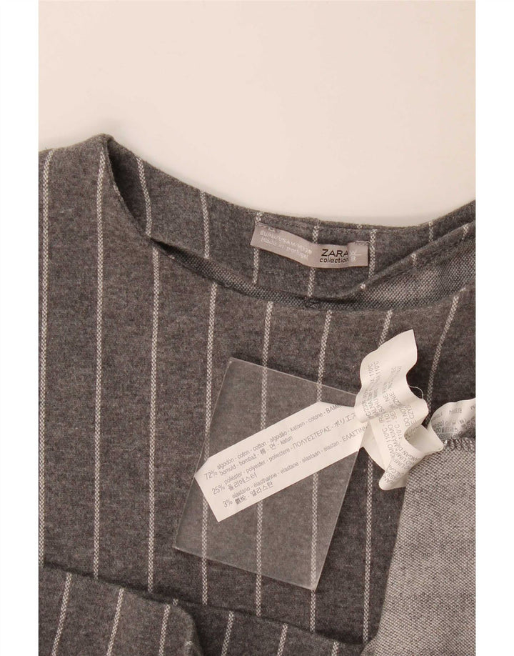 Abito a trapezio da donna Zara UK 14 Cotone gessato grigio medio