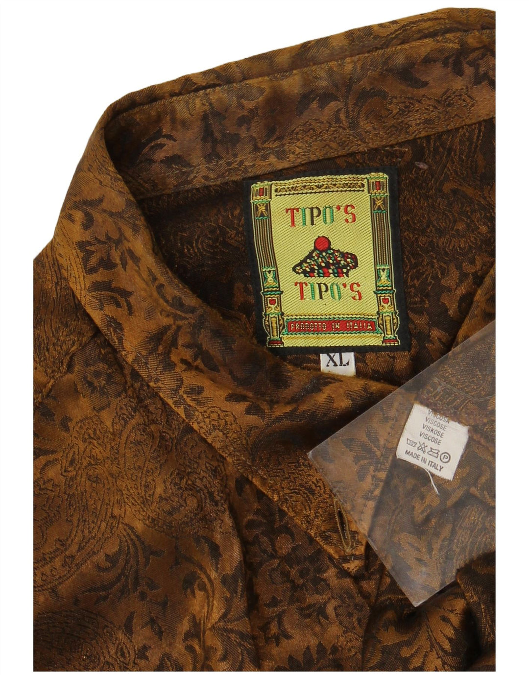 Camicia Tipo' S Uomo XL Marrone Paisley Viscosa