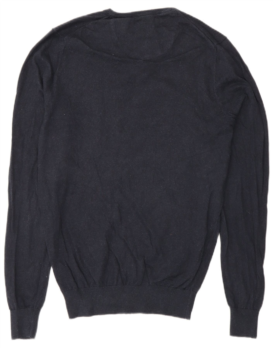 Massimo Dutti Maglione da uomo con scollo a V piccolo in cotone blu navy