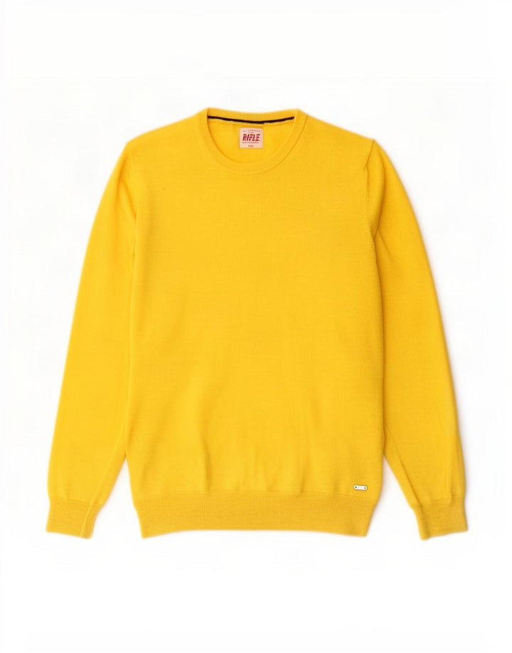 Maglione maglione girocollo da uomo Rifle, giallo medio, in acrilico