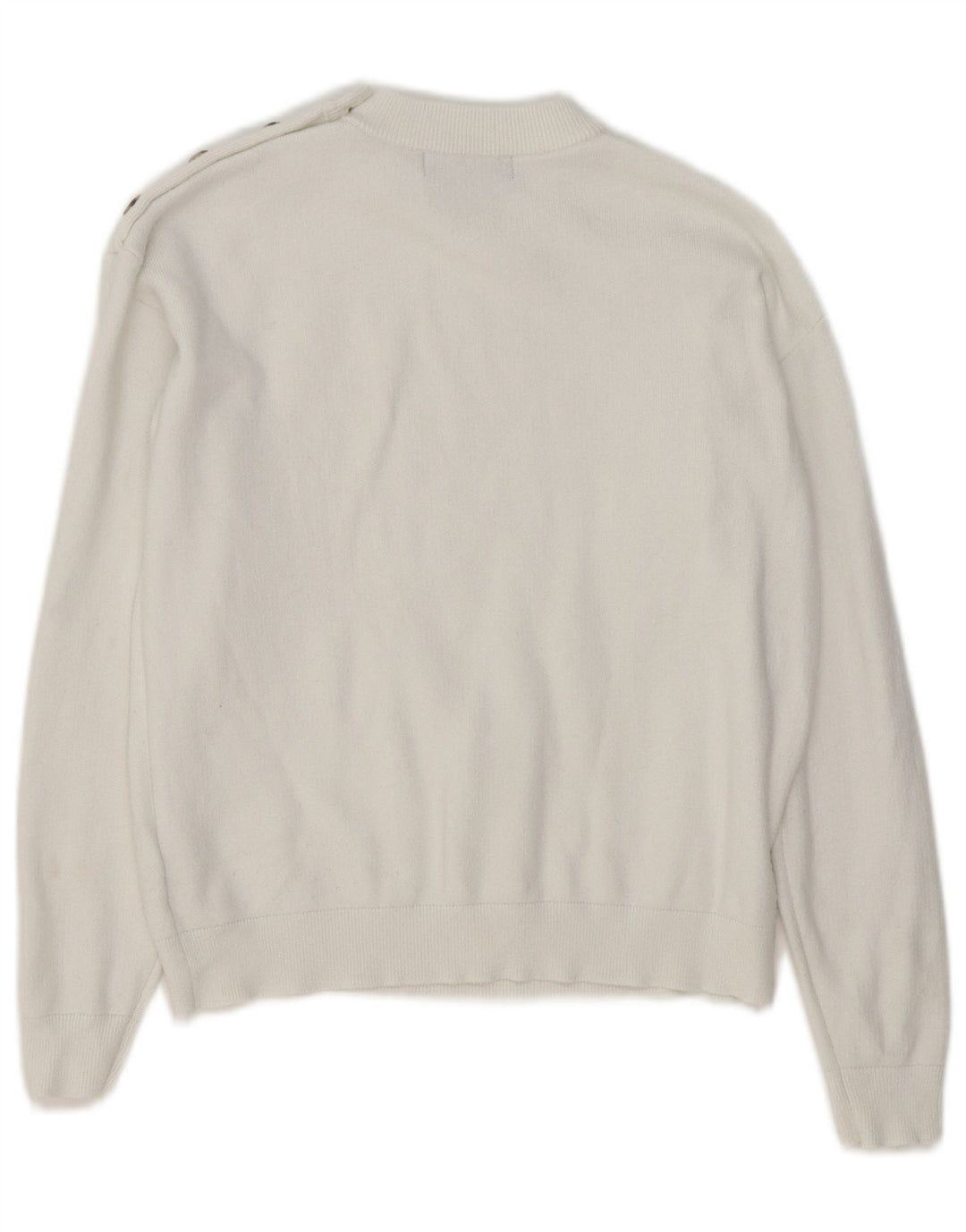 Maglione maglione girocollo da donna Marks & Spencer UK 10 piccolo viscosa bianca