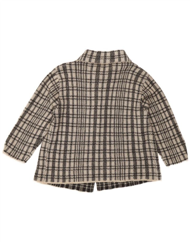 Maglione cardigan con maniche a 3/4 da donna vintage UK 12 a quadri blu medio