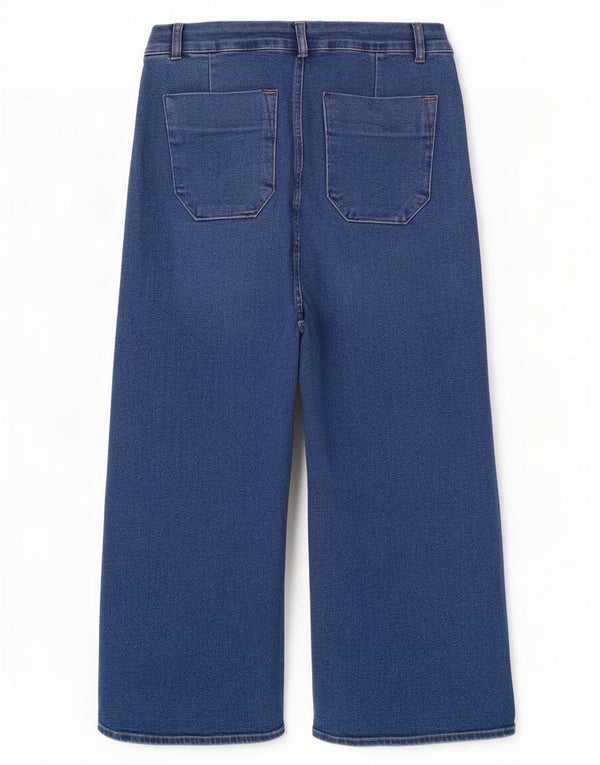 Zara Womens High Waist Wide Leg Jeans EU 42 Large W32 L27 Blue