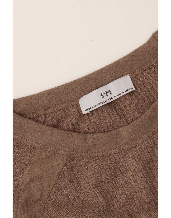 Top Zara da donna oversize a maniche lunghe UK 10 piccolo marrone