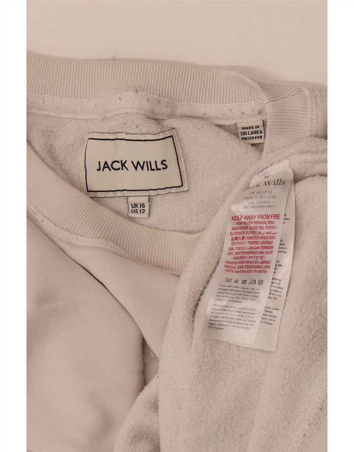 Felpa oversize grafica da donna Jack Wills UK 16 grande bianca